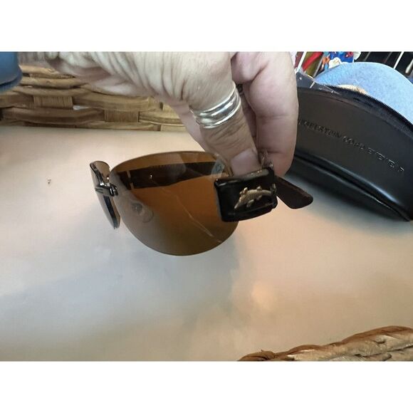 Authentic Kieselstein-Cord Black & Gold Alligator Sunglasses Leather Ear‎ frames - Picture 6 of 11